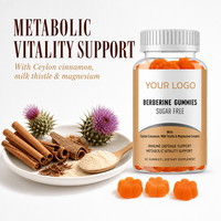 Gummies de berbérine personnalisées ODM, formule à base de plantes sans sucre, 60 unités