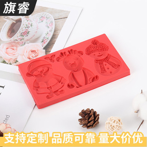 Cute Santa Claus Olaf Reindeer Fondant Cake Mold Red Silicone Baking Mold Christmas Cake Decorating Supplies - Product Image 4