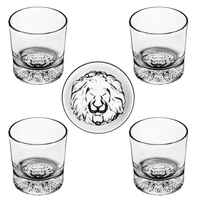 Fábrica al por mayor 310 ml Fondo personalizado Lobo Animal cabeza whisky vasos Animal vaso de cristal