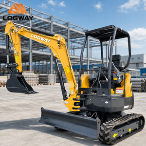 Mini-excavatrice LOGWAY à forte puissance pour travaux forestiers, terrasses et vergers, avec cabine et chenilles en acier, mini-excavatrice professionnelle - Product Image 1