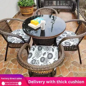 <span class=keywords><strong>Set</strong></span> da Esterno in Stile Cinese Moderno con Tavolo in Plastica <span class=keywords><strong>e</strong></span> Tre Sedie con <span class=keywords><strong>Tavolino</strong></span> da Tè per Balcone, Cortile <span class=keywords><strong>e</strong></span> Terrazza - Product Image 2