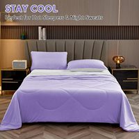 Couette Rafraîchissante Taille Double/Queen, Couverture Réversible Toutes Saisons pour Sueurs Nocturnes Gris Clair/Violet Double/Queen 90" X 90"