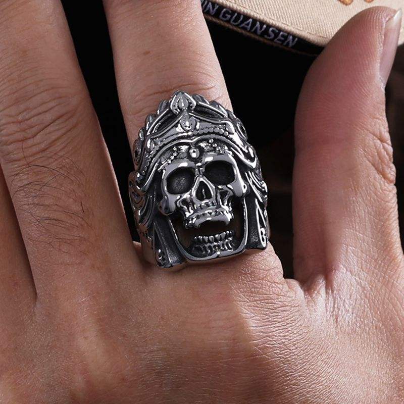 Stainless Steel Gothic Punk Biker Vintage Ring Indian Chief