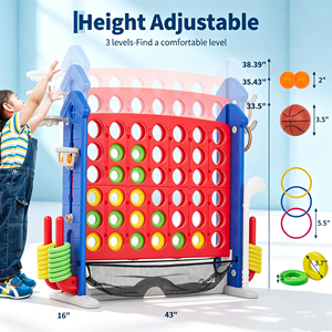 Jeu géant 4-en-1 pour enfants et adultes - Jeu familial d'extérieur pour la cour, hauteur réglable, lancer de cerceaux <span class=keywords><strong>Golf</strong></span>/Basketball - Product Image 2