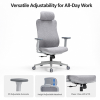 Chaise de bureau ergonomique professionnelle avec dossier solide, appui-tête réglable, accoudoirs 3D pour la maison, le bureau, l'école, la chambre