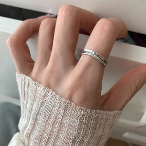 S925 Sterling <b>Silver</b> Letter <b>Ring</b> Women Adjustable Index Finger Gift Jewelry Simple Versatile Design - Product Image 2