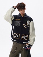 Veste bomber Penpace Garment, style rétro américain, patchwork brodé, streetwear pour homme, haut de gamme, polyvalente, décontractée, à simple boutonnage