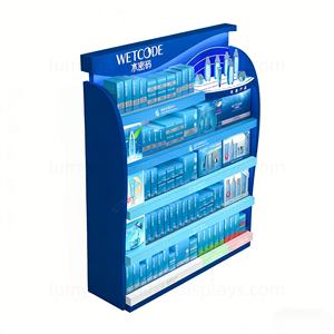 Exhibidor de Piso de Madera con Iluminación LED para Productos de Cuidado de la Piel de Alta Gama, Estantes para Cosméticos, Gabinete para Supermercados, Tiendas de Belleza y Comercios Minoristas - Product Image 2