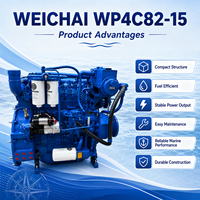 Moteur diesel marin SCDC Weichai série WP4 WP4C82-15, 1500 tr/min, 4 cylindres, propulsion pour bateau de travail, bateau de transport de marchandises et bateau de pêche