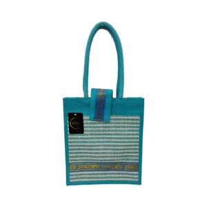 Bolsa de mano de tira de yute teñida resistente con asa de algodón reutilizable PP de 13x13 pulgadas y longitud de 22 pulgadas - Product Image 1