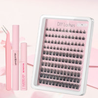 Lot de 120 faux cils en grappe de tournesol superposés, kit DIY de cils en grappe, cils naturels effilés à bande fine