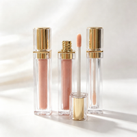 Tube de brillant à lèvres en gros avec couvercle doré, fini mat et effet miroir, pour gloss et huile à lèvres, cosmétiques colorés, marque privée, usine de cosmétiques sur mesure, OEM ODM