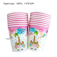 Vente Flash Kit de Fête Licorne Rose Assiettes Couverts Bannière d'Anniversaire Colorée Vaisselle & Décorations de Table Licorne