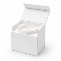 Boîte cadeau de luxe blanche imperméable avec insert en éponge magnétique pour bougies, emballage de bougies avec rabat articulé, finition mate, fabrication en usine