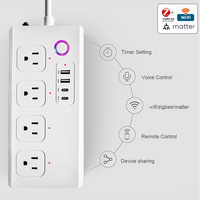 Multiprise intelligente LangYeao PD20W US WiFi ZIGBEE Matter, 4 prises CA à contrôle indépendant, 2 ports USB, 2 ports Type-C, compatible avec Home Assistant Alexa