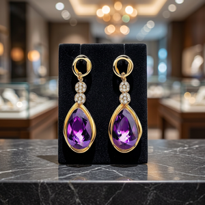 Dernières tendances en matière de boucles d'oreilles pendantes en améthyste bleue, bijoux vintage en argent sterling 925 plaqué rhodium pour femmes, occasions de fête - Product Image 3