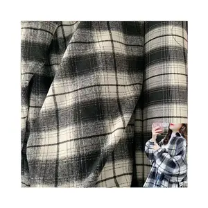 Giacca per camicia 240 GSM Custom Plaid tessuto intrecciato pennello filato tinto in CVC di flanella