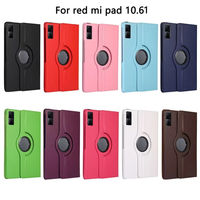 Casing Tablet Lipat Tiga 360 Derajat dengan Stand, Bahan Kulit PU Litchi, Anti Benturan, Desain Auto/Sleep, Pelindung untuk Redmi Pad