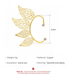 Minimalista brillante hoja hueca oreja brazalete moda no Piercing oreja Clip elegante pendientes para mujer joyería de moda - Product Image 5