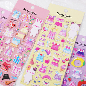 SHANLE Cute Cartoon Animal Rabbit Bear <span class=keywords><strong>Cat</strong></span> Sheep Dressing Up Sticker Foam Fun Bubble Sticker Kawaii Deco Laptop Puffy Sticker - Product Image 1