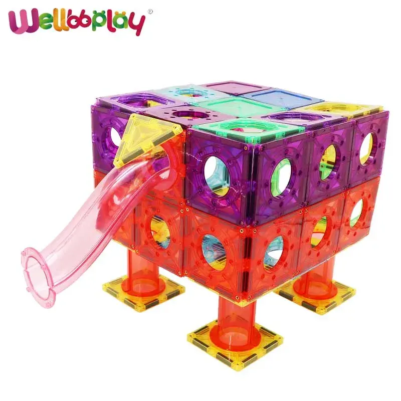 wellbbplay New marble run set Magnetic Tiles Building Blocks Educational Construction Toy Set STEM Learning Kit