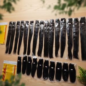 Extensions de trame de cheveux plats droits minces de haute qualité Blonde Remi Double trame trame de cheveux humains de Machine - Product Image 1