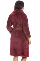 Albornoz de felpa de lujo suave para mujer, con capucha, para dormir, venta al por mayor, para adultos, de invierno, estilo sherpa, elegante, hasta la rodilla, personalizado