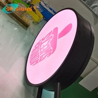 SP personnalisé tenture murale publicité led panneaux conseil extérieur publicité deux côtés rond boîte à lumière pour les entreprises, bar, magasin