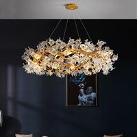 Lampes modernes en forme de fleur ronde dorée Décoration intérieure Éclairage Lustre moderne en verre soufflé de luxe pour hôtel