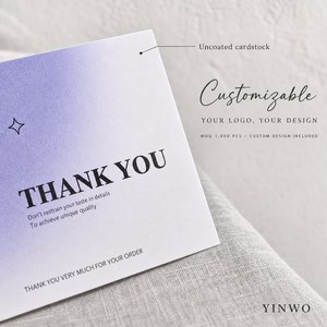 Biglietto di ringraziamento personalizzato per ordini, inserto per confezioni, biglietti di auguri, forma personalizzata fustellata, per negozi online, all'ingrosso - Product Image 5