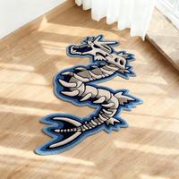 Tapis personnalisé en forme de squelette de dragon d'anime, tapis en peluche à poils longs, tapis de dessin animé cool pour la chambre des enfants, décoration de la maison