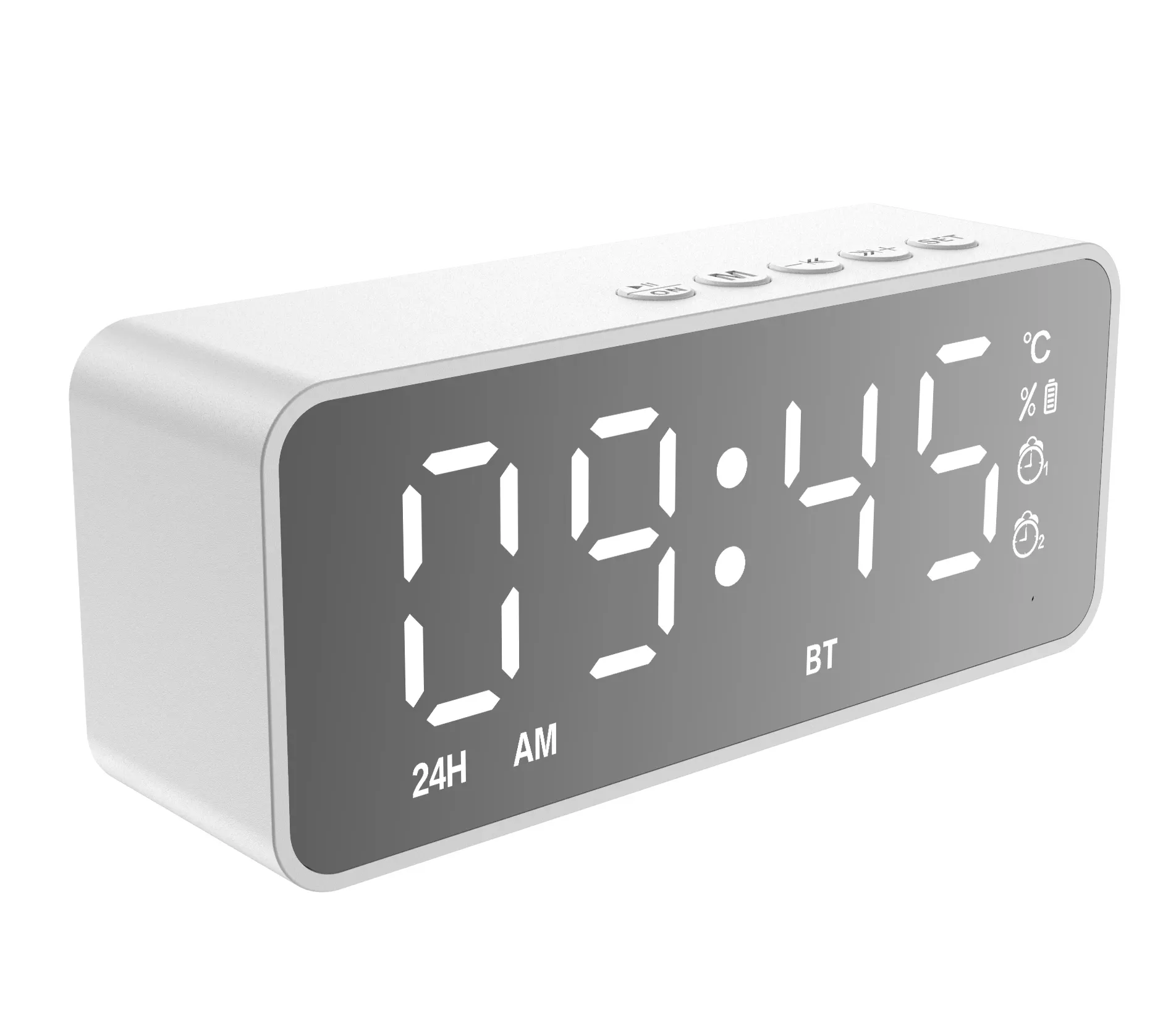 Hot Sale Bluetooth Speaker with Digital Clock FM Radio, Built-in Rechargeable Battery Dual Alarm Clock Speaker for Bedroom Gua
