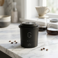 Moulin à café électrique numérique avec balance de cuisine et écran LED, en ABS noir de qualité alimentaire et alliage d'aluminium, précision 200g/0.1g