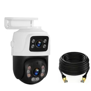科瑞6MP POE摄像机PTZ双镜头IP摄像机户外安全NVR系统18m网络电缆家庭安全摄像机ICSEE