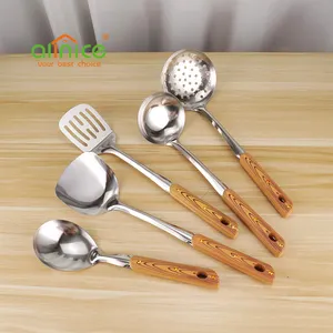 ss410 5pcs Cheap Kitchen Tool Utensils Set Wooden Handle Kitchen Equipment for Cooking