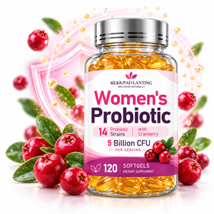 อาหารเสริมโพรไบโอติกสำหรับผู้หญิงแบบขายส่ง 14 สายพันธุ์ แคปซูลนิ่มผสมแครนเบอร์รี่ 120 แคปซูล - Product Image 1