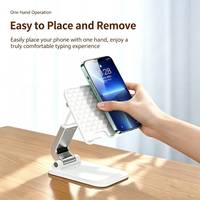 Support de téléphone portable en alliage portable avec hauteur réglable, support de bureau compact pour smartphone et tablette - Flexible et robuste