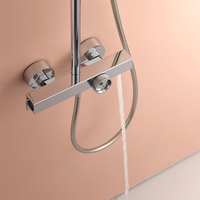 Système de douche de salle de bain en laiton chromé poli, mitigeur thermostatique à levier unique, robinet de douche pluie 10 pouces avec barre coulissante