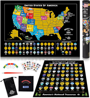 Póster Rascable Personalizado con Diseño y Tamaño a Medida, Regalo para Niños, Mapa Rascable Personalizado, Mapa de Viaje Rascable de los Parques Nacionales de EE. UU.