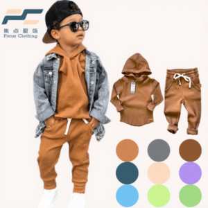 FOCUS <strong>Boy</strong> Scoop Hem Pants Suit Wholesale Kids Sweatshirt Fabric Hoodies Pullover Sweatshirt Infant Winter Street Retro Set - Product Image 1