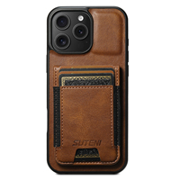 Étui de téléphone SUTENI pour iPhone 18 Pro Max avec porte-cartes, bande élastique, texture lisse, support en similicuir de luxe, compatible avec les modèles 17, 16 Plus, 15, 14, 13, 12