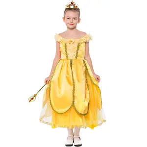 Belle Princess Dress For Birthday Cosplay Halloween Girls Party Fairy Dress Wedding Dresses Disny Princesses Costume