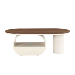 <span class=keywords><strong>Tavolino</strong></span> da Caffè Ovale Moderno ATUNUS con Ampio Cassetto Portaoggetti, <span class=keywords><strong>Design</strong></span> Elegante in <span class=keywords><strong>Legno</strong></span> Bianco per Soggiorno e Ufficio Contemporanei - Product Image 5