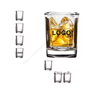 Vasos Cuadrados Clásicos Personalizados al por Mayor con Logotipo Personalizado, Vaso de Vidrio Transparente para Vodka, Tequila, Whisky y Licores - Product Image 1