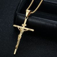Collier pendentif croix de Jésus tendance en acier inoxydable de qualité, couleur argent/noir, sans perte de couleur, cadeaux significatifs pour femmes