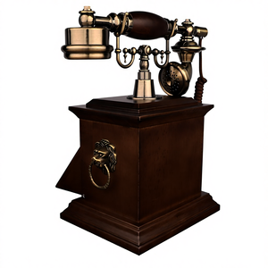 Téléphone fixe antique européen, téléphone fixe antique américain, bois massif, mode créative, rotation sans fil, carte Chine - Product Image 5