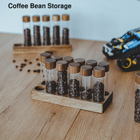 Tubes en verre pour le stockage des grains de café avec bouchons à vis en bois et support à 6 ou 12 trous, ensemble de contenants à café en dose unique