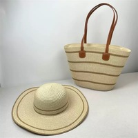 Meilleures ventes : Ensemble de sacs en paille tressés simples et de sacs à bandoulière grande capacité, tissés à la main, avec chapeaux de plage assortis