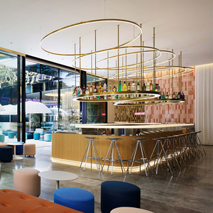 Meubles de bar de luxe personnalisés Comptoir de bar lounge d'hôtel 5 étoiles Table de comptoir de bar ronde et élégante - Product Image 5