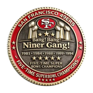 Moneda Conmemorativa del 80 Aniversario <span class=keywords><strong>de</strong></span> los San Francisco 49ers, Artesanía en Metal, Casco <span class=keywords><strong>de</strong></span> Fútbol Americano, Colección <span class=keywords><strong>de</strong></span> Artículos para Fanáticos - Product Image 3
